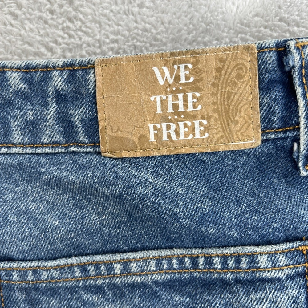We The Free Baggy Wide Leg Distressed Jeans 29 Blue Knee Blowout Women Grunge - Picture 7 of 11